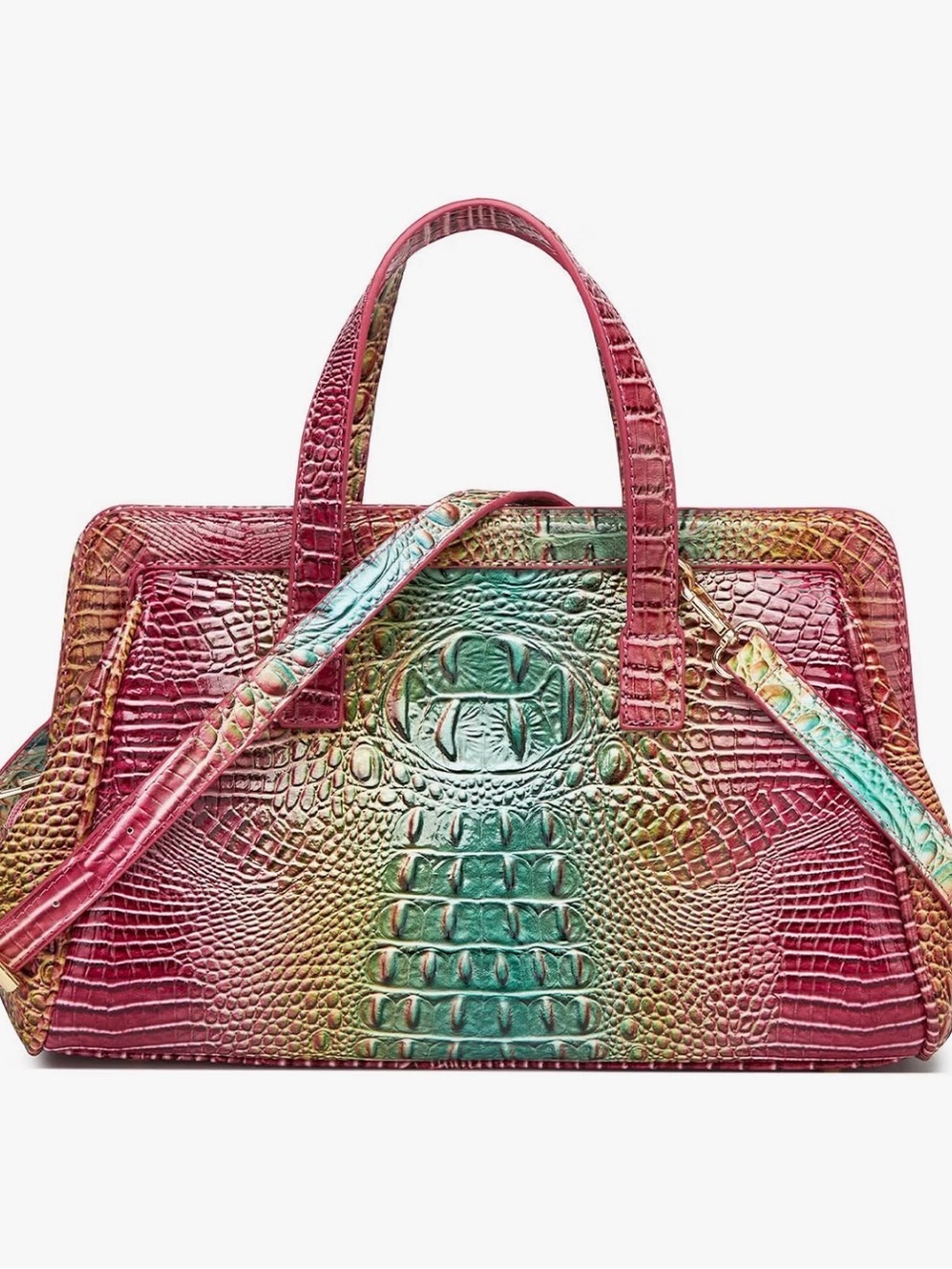 MAKCR JOACBV Multicolor Croc Embossed Satchel Crossbody Bag NW T